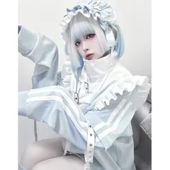 ★超人気★ セットアップ　天使界隈　パステルブルー　ジャージ　サブカル　服　水色界隈　白　コスプレ　地雷系　量産型　天使　エンジェル　ロリータ　渋谷　病みかわ　セットアップ　ゴスロリ　推し活　パンツ　セット　y3k パーカー2XL 大きいサイズゆったり 可拆袖
