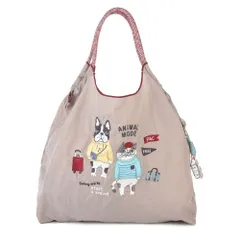 ☆ アニマルモード/モカ ☆ 撥水加工 刺繍ワッシャーバッグ パラコードバッグ 刺繍 ワッシャーバッグ パラコードバッグ アニマル ワッシャーバック パラコードバック エコバッグ エコバック 買い物バッグ 買い物バック 買い物袋 ワッシャー 買物 買い物 袋