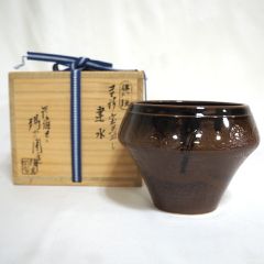 モール建水 菊割 木村清五郎 共箱入 茶道具 茶器 金属工芸 伝統工芸品