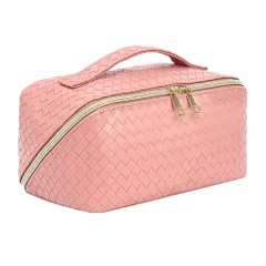 onecolor leaf 化粧ポーチ ポーチ レディース 大容量 化粧品 アクセサリー 旅行 持ち運び トラベル コスメ メイク バッグ シンプル おしゃれ 収納 (ピンク) [ピンク]