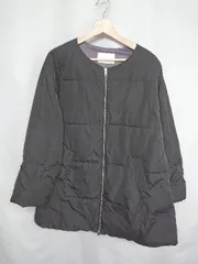 ◇ ⊇ who's who Chico フーズフーチコ 丸首　サイドスリット 長袖 ダウンジャケット サイズM ブラック レディース E  【1409100054118】