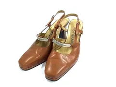 YVESSAINTLAURENT イヴサンローラン レザー ヒール サンダル サイズ 35 1/2 (約22.5cm) 靴 シューズ レディース ブラウン系 DK4667