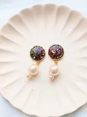 ✡レジンピアス✡　ゴージャスパールピアス