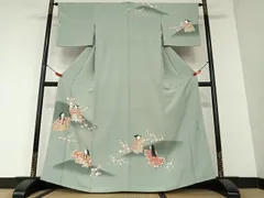 平和屋着物●訪問着　友禅　作家物　清華　童子　草花文　暈し染め　正絹　逸品　AAAY0132zg