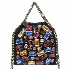 美品 17AW ステラマッカートニー STELLA McCARTNEY TINY TOTE FALABELLA プレキシストーン タイニー トート ファラベラ チェーン ショルダーバッグ ビジュー ミニ クロスボディ 斜め掛け 肩掛け 手持ち カバン 鞄 黒