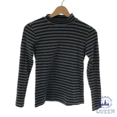 ☆美品☆ ニット タートルネック 長袖 レディース ボーダー グレー S 901-996 送料無料