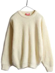 イタリア製 ウール アクリル ニット セーター M チャンキー ナチュラル 黄