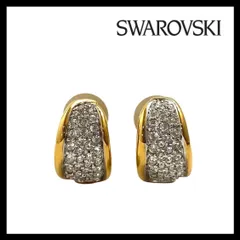 【SWAROVSKI】パヴェ フープ イヤリング ゴールド/金カラー クリスタル ラインストーン スワロフスキー (MM-566)