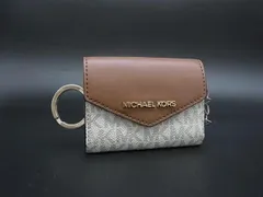 ■美品■ MICHAEL KORS マイケルコース MK柄 PVC×レザー キーリング付き 6連 キーケース 鍵入れ アイボリー系×ブラウン系 DI5963