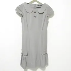 美品 FOXEY NEW YORK フォクシーニューヨーク RAINY 撥水加工 ストレッチ ショートスリーブ ミニワンピース ドレス 26061 38 グレー レディース 古着 中古 USED