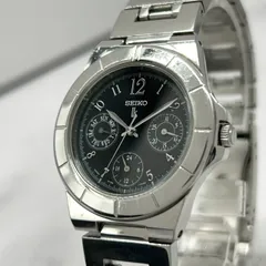 【電池交換済/美品】セイコー ルキア 腕時計 5Y89-0B30 クオーツ 多機能 ネイビー文字盤 アナログ デイデイト 24時間計 メンズ レディース ユニセックス ドレスウォッチ ビジネス カジュアル クリーニング済 SEIKO LUKIA i2