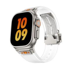 アップルウォッチバンド（Apple Watchバンド）クリアウォーターシリコンバンド【シルバー×クリア】42mm/44mm/45mm/46mm/49mm対応 [BELTIES]