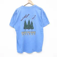 XL/古着 半袖 ビンテージ Tシャツ メンズ 90s 木 コットン クルーネック 薄紺 ネイビー 25aug23 中古