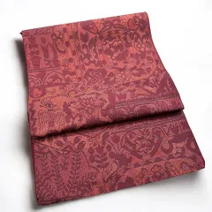 ワインレッド系×更紗柄		名古屋帯　【A】