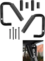 KURT ECP 互換品ジープ/Jeep JK ラングラー/Wrangler 2007～ フロントグラブハンドル アシストグリップ 専用設計 補助 パイプ 運転席/助手席/後部座席 2個セット(フロント用/ブラック)