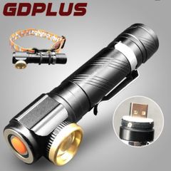 LED ヘッドライト USB充電式 懐中電灯 フラッシュライト 強力 180°調整