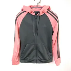 アディダス　adidas　フルジップアップフーディー　レディースS相当　カーキー・ピンク