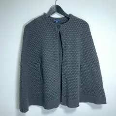 【211735】GAPKids ギャップキッズ  編み込み　クルーネック　ニット ポンチョコート　14-16（XXL）　レディースM相当  ・ チャコール