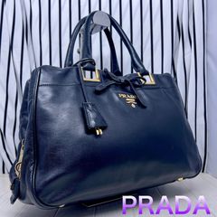 美品】PRADA×プラダ ゴールド色パドロックオールレザートートバッグ