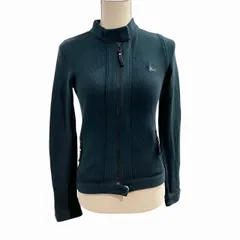 バーバリーブルーレーベル BURBERRY BLUE LABEL ロゴ刺繡 ニット セーター ジップアップ 紺 ネイビー 38 約M