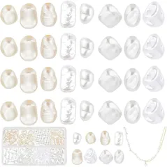 PH PandaHall パール 64個 不規則なパールビーズ ホワイト 白 パールパーツ 8種類 アクセサリーパーツ ハンドメイド 素材 材料 イヤリング ピアス ネックレス( ホワイト)