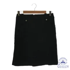 ☆美品☆ スカート ミニ ツイード風 タイト レディース ブラック M キュプラ 901-6025 送料無料 古着