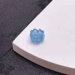 10%OFF 天然美品★【ブルーグリーンアクアマリン】★手彫り牡丹 天然石B 貫通穴 1粒 約12.3*7.9mm ZB1608