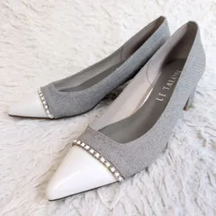 現行✨️LE TALON ルタロン 4.5cmトゥキャップチェーンパンプス 24cm 日本製 ポインテッドトゥ フォーマル ビジネス　カジュアル チャンキーヒール　太ヒール