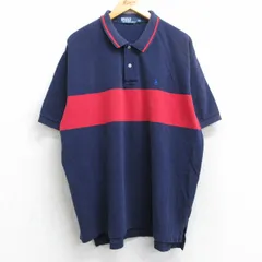 XL/古着 ラルフローレン 半袖 ブランド ポロ シャツ メンズ 90s ワンポイントロゴ 鹿の子 大きいサイズ コットン 紺他 ネイビー 25jun25 中