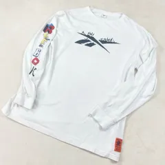 希少レア　ブラックアイパッチ　リーボック　コラボシャツ　ロンT ホワイト　XL 長袖tシャツ　ロンt ロングスリーブ　トップス　古着　おしゃれ　希少　レア