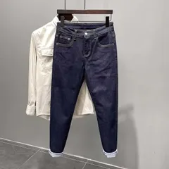 メンズ ファッション 服 男性用 オシャレ シンプル 大人 かっこいい 大きいサイズ ストリート 紳士服 レトロ シンプル カラー 無地 ウォッシュド ジーンズ スリムフィット 裾細 ストレッチ カジュアル 快 九分丈 パンツ