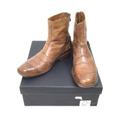 1305 Belstaff ベルスタッフ TOWNMASTER タウンマスター バイカーブーツ ショートブーツ バックジップブーツ ブラウン サイズ41 ①