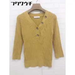 ◇ SENSE OF PLACE by URBAN RESEARCH Vカットネック リブ 七分袖 ニットカットソー サイズF マスタード レディース  【中古】 【1110290006350】