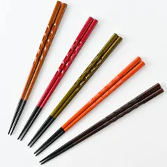 【特価商品】大人 プチギフト シンプル モダン おしゃれ 滑り止め お箸セット 滑らない 国産 日本製 抗菌 塗り箸 持ちやすい 5色 若狭塗 はし お箸 箸 / 5膳セット もちやすい木彫り箸 自社工場で製造]［お箸工場］食洗機対応 [福井県小浜