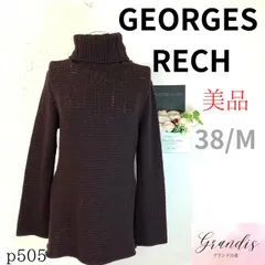 ★美品★ GEORGES RECH ジョルジュレッシュ レディース ニット チュニック こげ茶色 長袖 透け感あり タートルネック  38 M