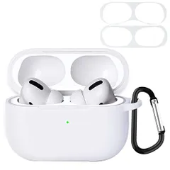 ホワイト_Airpods pro2対応 ANYOI AirPods Pro2 用 ケース ダストガード付きAirPods Pro 2 超極薄 シリコンケース 防塵 耐衝撃 装着充電 アップルイヤホン 保護ケース カラビナ付き AirPods Pro第2世代 対