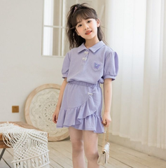 新品 子供服 女の子 セットアップ 夏服 半袖ｔシャツ スカート 上下2点セット キッズ ガールズ ダンス服 スポーツウェア カジュアル ルームウェア 普段着 洋服 120-170cm ジュニア服
