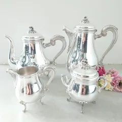 クリストフル マルリー ティー シュガー ミルク ポット 3点 フランスのシルバーウェア クリストフル（Christofle）ティーセットの