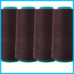 【特価商品】普通地用 糸 手縫い糸 キルティング 家庭ミシン用 裁縫糸 工業用 業務用 基本色 大容量 スパン糸 3000m巻x4個 常備色 ロックミシン糸 60番 (ダークブラウン) セット ミシン糸