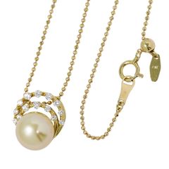 本物 パール 10.3mm ダイヤモンド 0.27ct K18 YG ネックレス ペンダント イエローゴールド ゴールド アクセサリー ジュエリー 中古 【フォロー割】