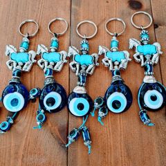 ☆NEW☆トルコのお守り　ナザールボンジュウのキーホルダー馬（5個セット）