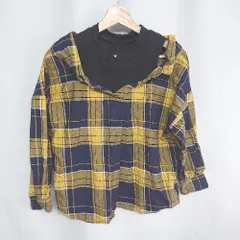 ◇ ⊇ CECIL McBEE チェック柄 オフショル 長袖 シャツ サイズF ブラック イエロー系 レディース E  【1409100013887】