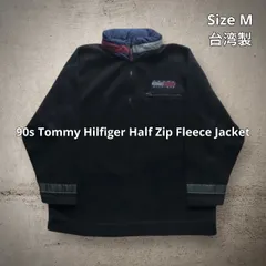 90s Tommy Hilfiger Half Zip Fleece Jacket トミー・ヒルフィガー ハーフジップフリース ブラック Mサイズ 台湾製 ストリート Y2K テックウェア リフレクターテープ ブランドネームパッチ フード収納可能