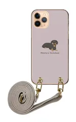 Galaxy S21 5G SC-51B SCG09 ギャラクシーS21 スマホケース スマホショルダー ミニチュアダックス ダックス 犬 ワンポイント かわいい レザーベルト ストラップ 調節可能 130cm  カラー03