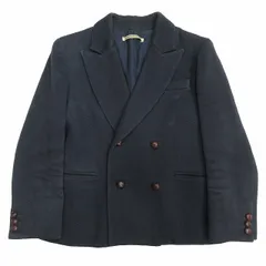 19AW ビューティフルピープル beautiful people ダブル テーラード ジャケット ブレザー ツイルクロス コットン ウール リネン ブレンド ブルゾン 140 紺 ネイビー レディースのサムネイル