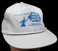 デッドストック★90s MAGIC VALLEY WATERS BURLEY,IDAHO メッセージ キャップ グレー★オールド ビンテージ トラッカー 滝