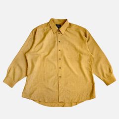 DOCKERS ドッカーズ 無地 長袖シャツ マスタード イエロー XLサイズ 古着 【UR-0003】