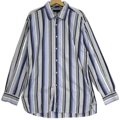 TOMMY HILFIGER/トミーヒルフィガー ストライプ柄 長袖 シャツ ボタンダウン ワンポイント刺繡 オーバーサイズ ビッグシルエット MAURITIUS製 メンズ L/G マルチカラー