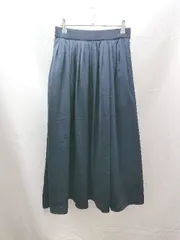 ◇ nano universe ウェストゴム シンプル 無地 ギャザー ミドル フレア スカート 横M+ 縦S ネイビー レディース E  【1303290013743】