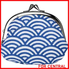 【人気商品】丸全 和柄財布 コインケース 晒3.3寸がま口 青海波 0